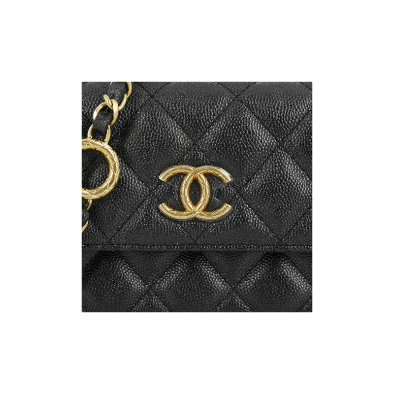 CHANEL Grain Calfskin Shoulder Bag, Crossbody Bag Women's Black-4