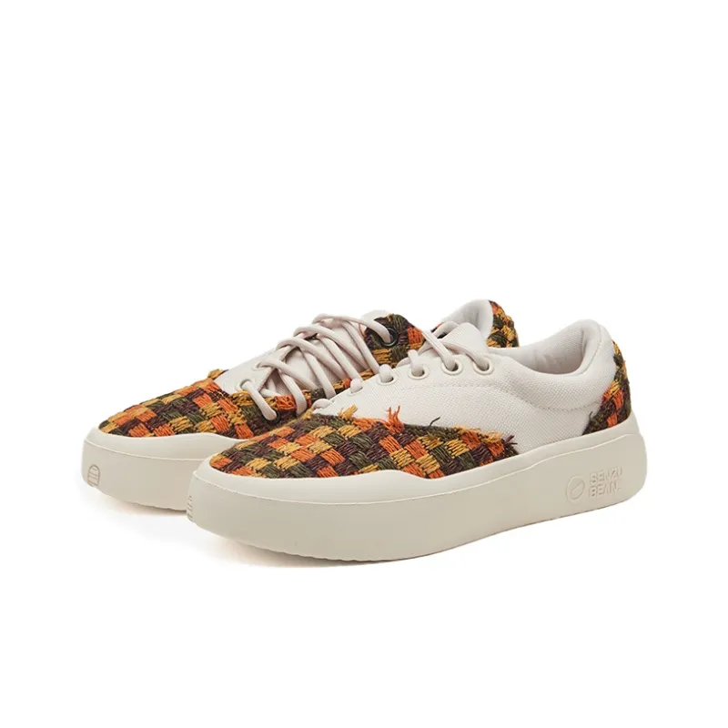 Senzubean Coverage Warm Slip Resistant Cushioning Wear Resistant Breathable Low Top Skateboard Shoes Unisex Pumpkin-2