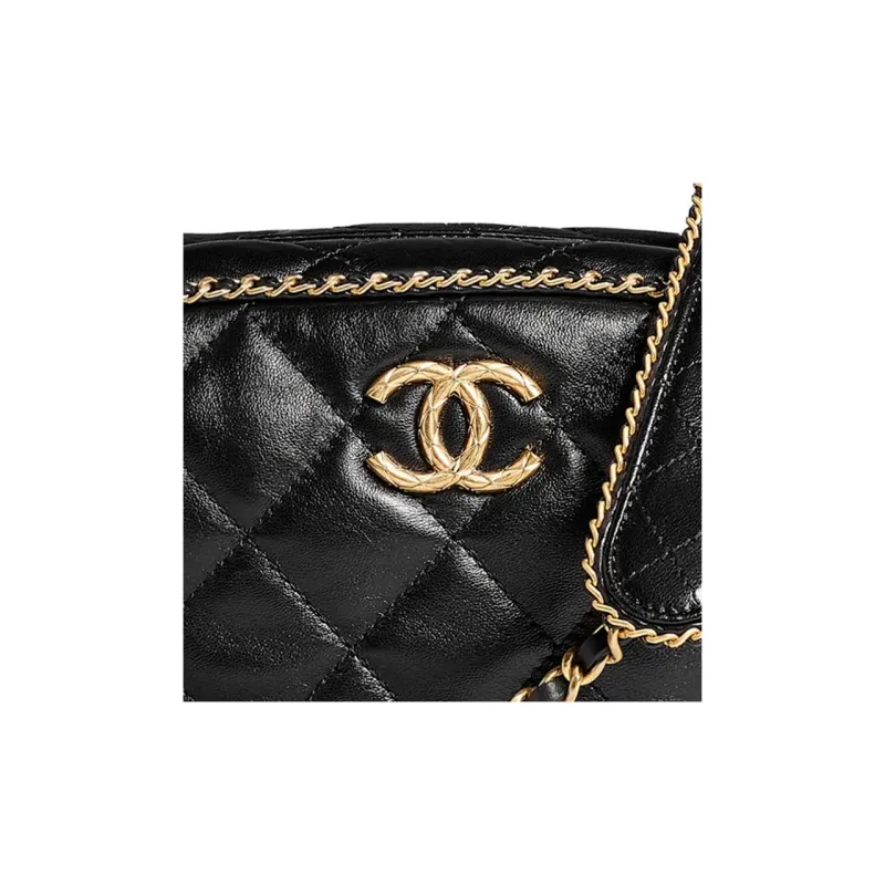 CHANEL Gold Coin Collection Sheepskin Shoulder Bag, Crossbody Bag Mini Women's Black-3