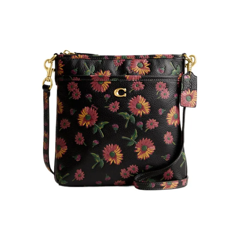 COACH Kitt Leather Messenger Bag Shoulder Bag Crossbody Bag Small Size Women's Black-0