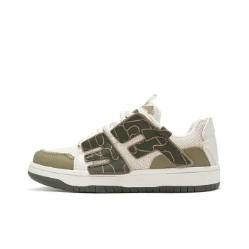 Feiyue Abrasion Resistant Low Top Skateboard Shoes Women's Beige Army Green