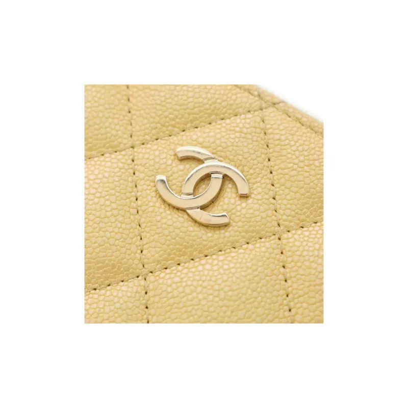 CHANEL Leather Wallet Coin Purse Unisex Yellow-8