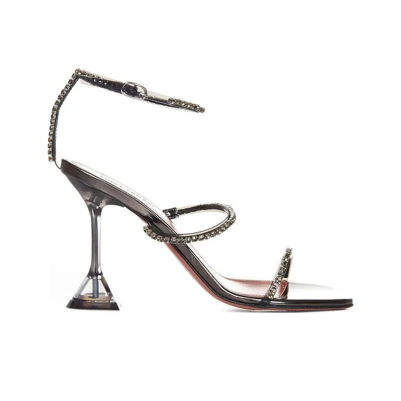 AMINA MUADDI Gilda 95mm Crystal Leather Sandals-1