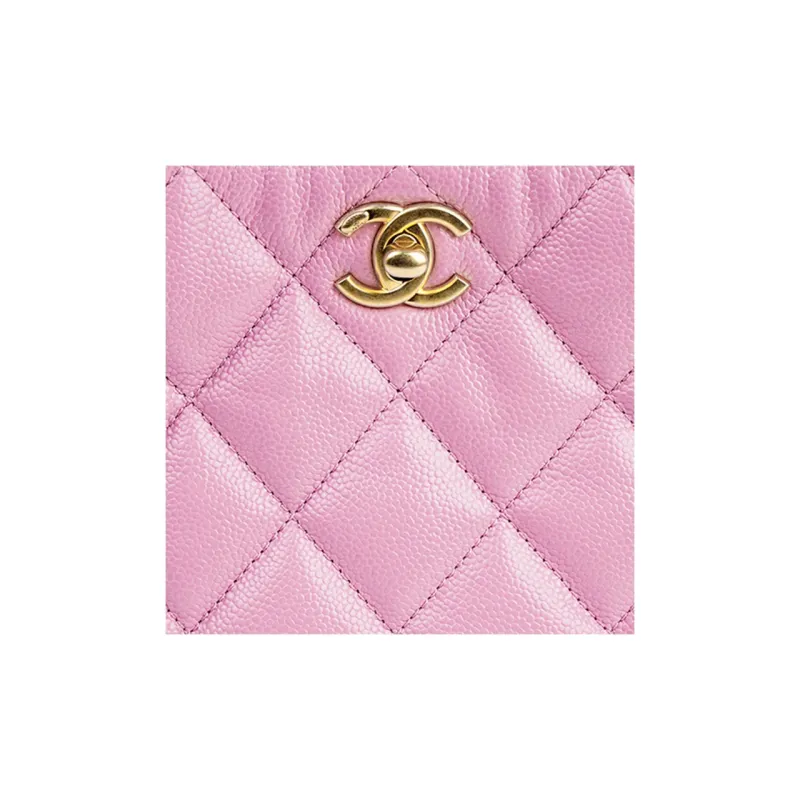 CHANEL Gold Metal Lambskin Hobo Bag, Portable Crossbody Bag, Shoulder Bag Women's Pink-5