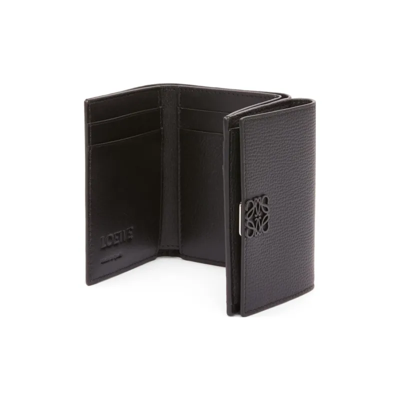 LOEWE Anagram Pebbled Calfskin Wallet Women's Black-4