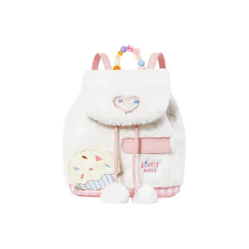 Miffy Faux Rabbit Fur Backpack Small Backpack Medium Size Women's White Pink
