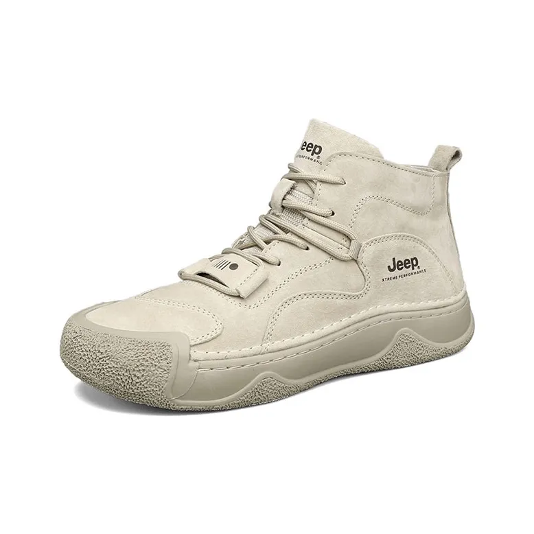 Jeep Wear Resistant Height Increasing Mid Top Casual Shoes Men's Sand-2