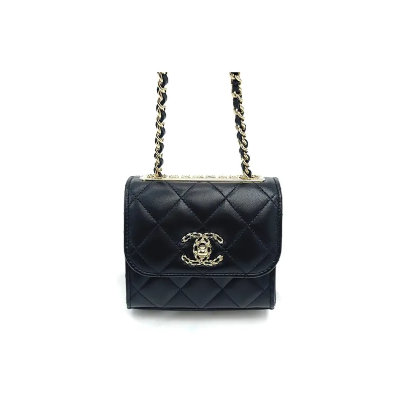 CHANEL Trendy Cc Lambskin Shoulder Bag, Crossbody Bag Mini Women's Black-0