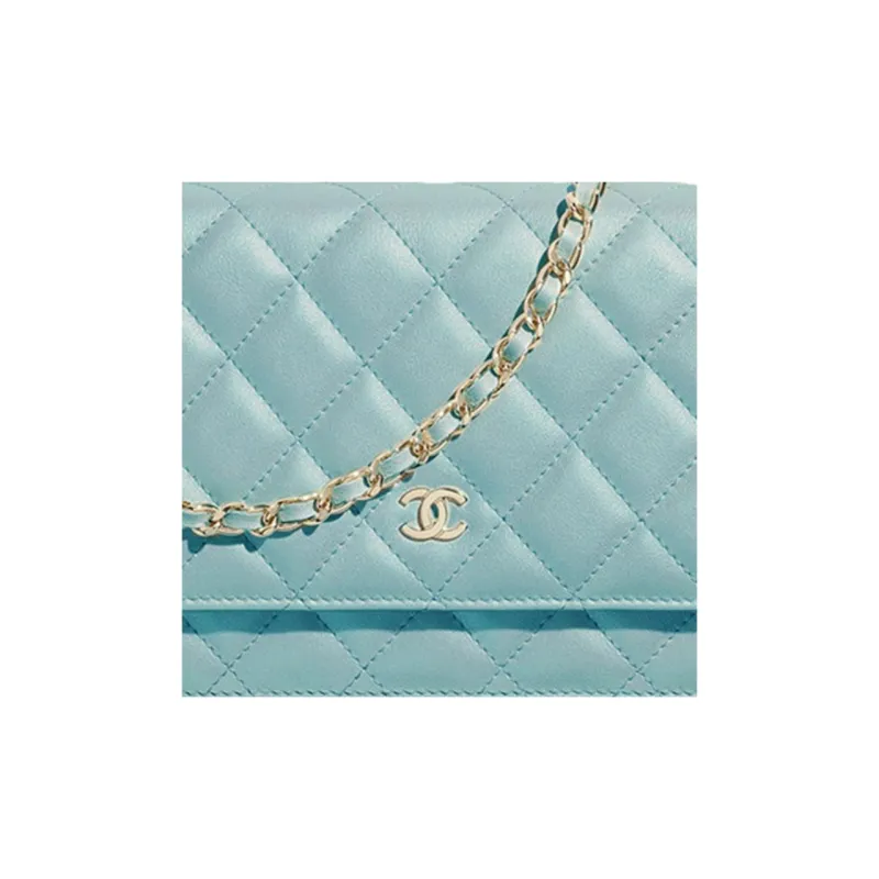 CHANEL WOC Sheepskin Chain Bag, Flap Bag, Shoulder Bag, Crossbody Bag Women's Sky Blue-2