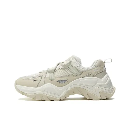 FILA Fishbone Chunky Sneakers Women's Low-Top Cream White Beige