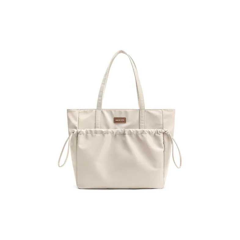MAKEUP KITTEN Nylon Fabric Fabric Tote Bag Shopping Bag Handbag Shoulder Bag Large Size Women's Khaki-1