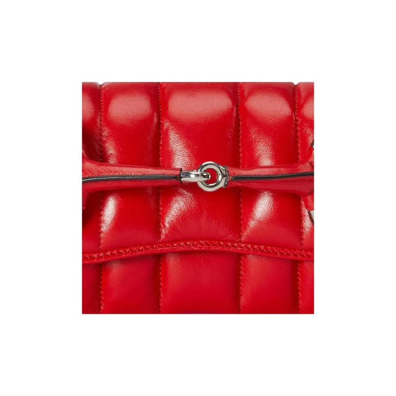 GUCCI Leather Handbag Shoulder Bag Women's Red-9