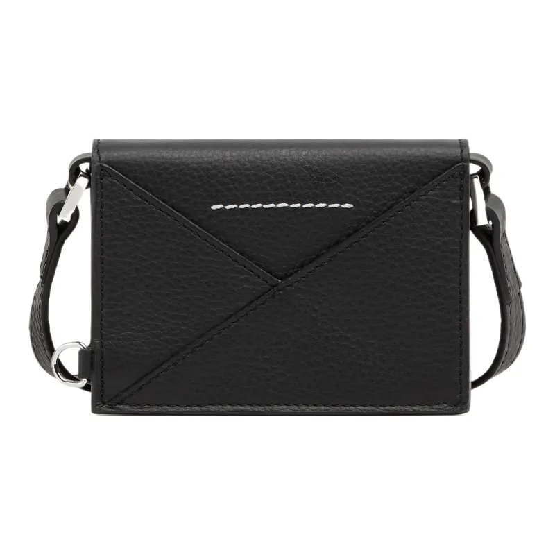MM6 Maison Margiela Grain Leather Shoulder Bag, Crossbody Bag Mini Women's Black-1