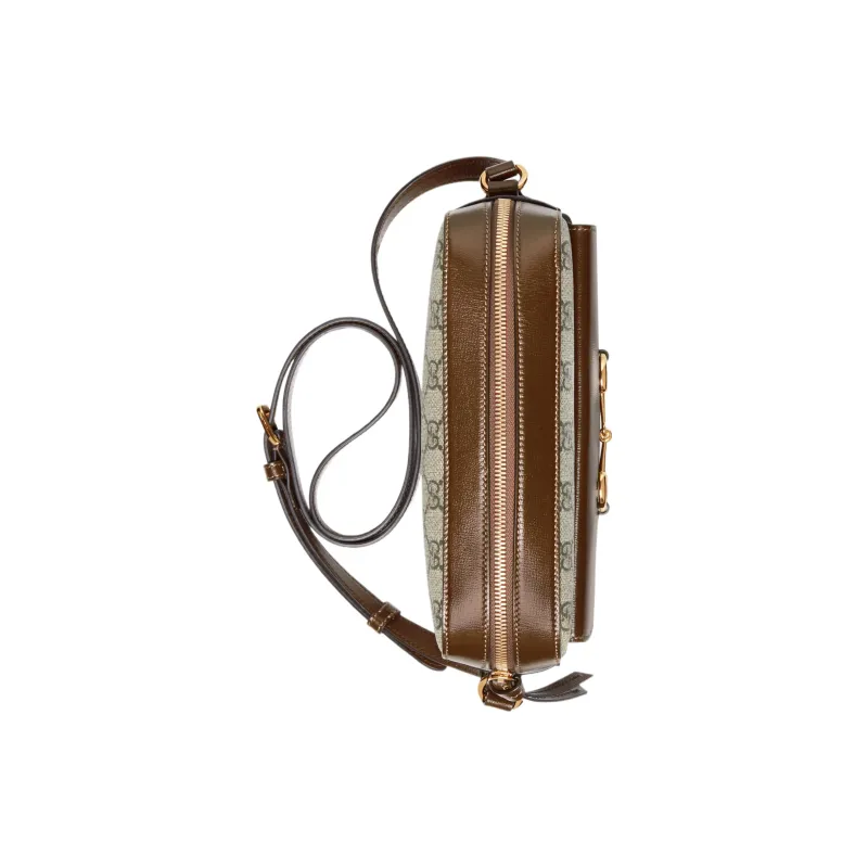 GUCCI Horsebit 1955 Canvas With Leather Camera Bag Shoulder Bag, Crossbody Bag Women's Ebony-2