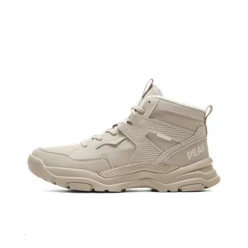 PEAK Flowing Rock Wear Resistant Height Increasing Rebound Mid Top Outdoor Shoes Men's Greige