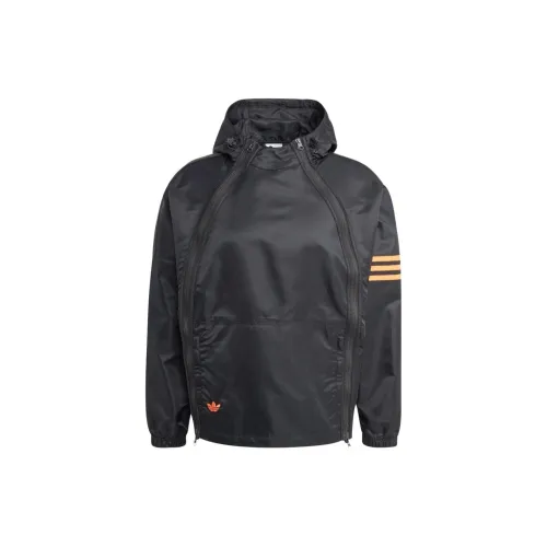 Adidas Originals Dual Zip Windbreaker Trench Coats Men Black