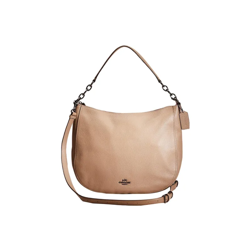 COACH Hobo Polished Pebble Leather Hobo Bag, Crossbody Bag, Shoulder Bag Women's Stone Color-0