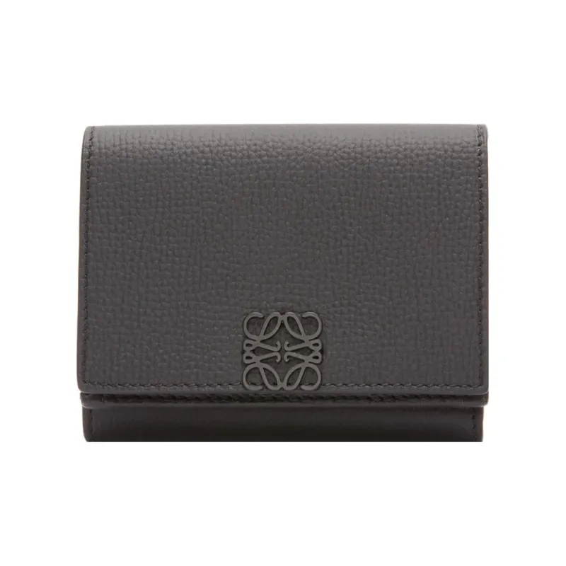 LOEWE Anagram Pebbled Calfskin Wallet Women's Black-0