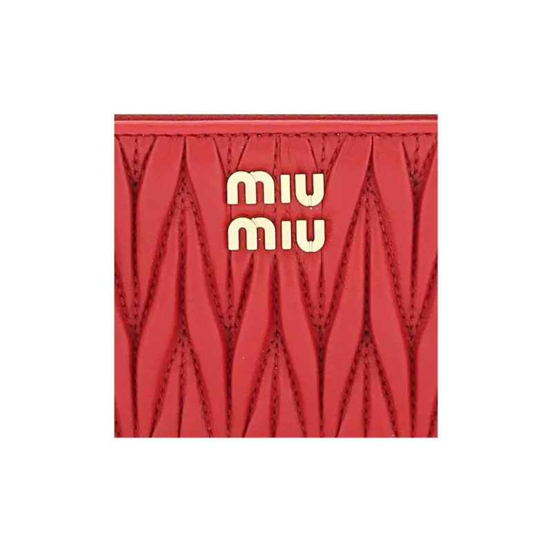 MIU MIU Matelassé Leather Wallet Women's Red-3