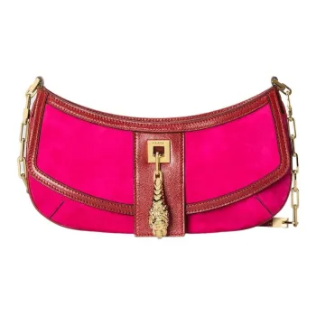 GUCCI Suede Bonded Leather Handbag Shoulder Bag Women's Pink
