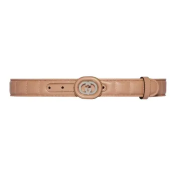 GUCCI Logo With Buckle Smooth Buckle Leather Belts Women's Brown Width 3.6cm