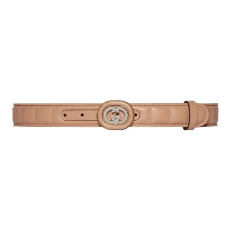 GUCCI Logo With Buckle Smooth Buckle Leather Belts Women's Brown Width 3.6cm-0