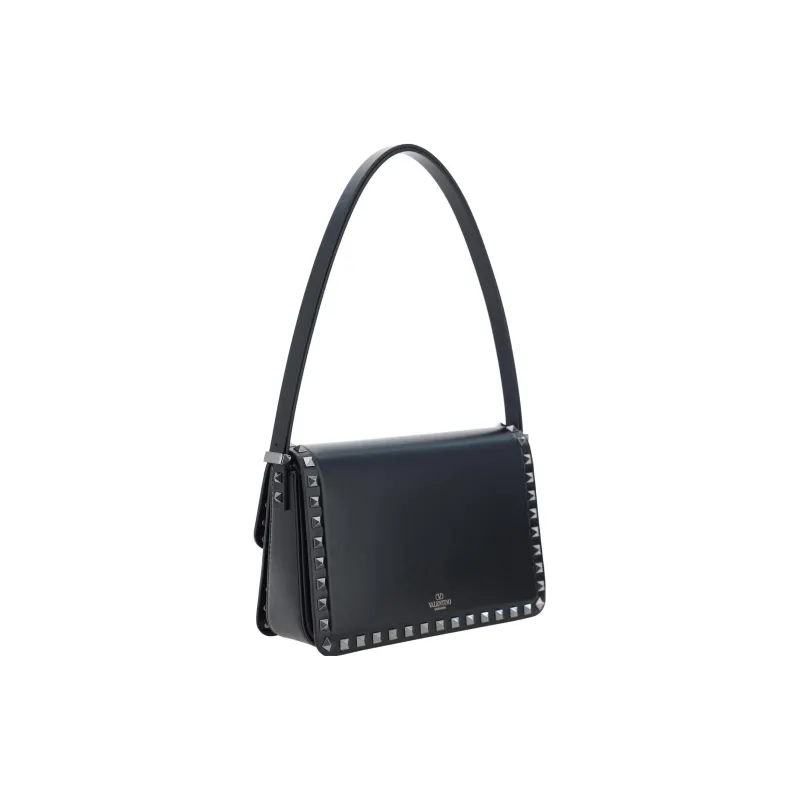 Valentino Cow Leather Shoulder Bag Women's Black-2