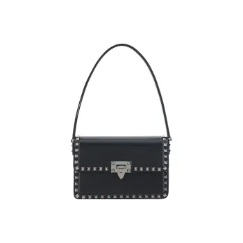 Valentino Cow Leather Shoulder Bag Women's Black