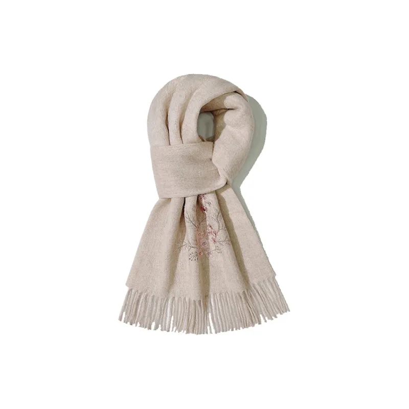 Shanghai Story 100% Sheep Wool Knit Scarves Women's A Cut Plum-0