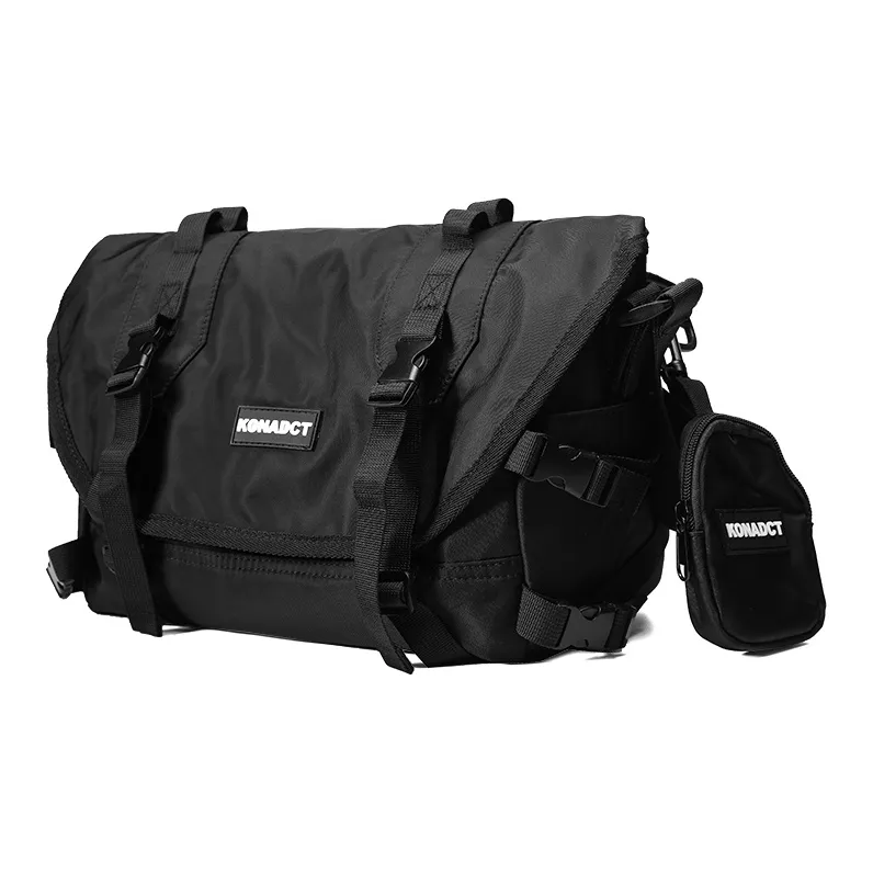 KONADCT Nylon Messenger Bag, Shoulder Bag, Crossbody Bag Regular Unisex Black-4
