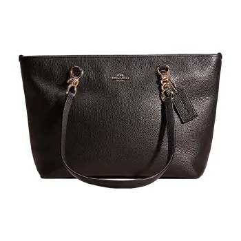 COACH Sophia Leather Tote Bag Shopping Bag Shoulder Bag Handbag Large Size Women's Black