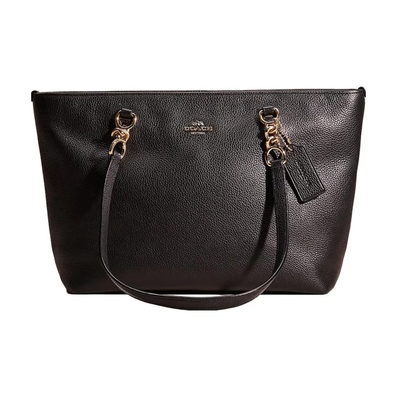COACH Sophia Leather Tote Bag Shopping Bag Shoulder Bag Handbag Large Size Women's Black-0