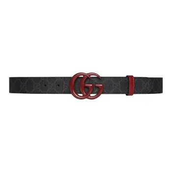 GUCCI Leather Leather Belts Men's Gray Width  3CM