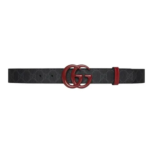 GUCCI Leather Leather Belts Men's Gray Width  3CM