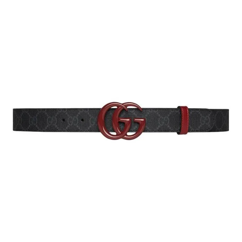 GUCCI Leather Belts Men's Gray Width 3CM-0