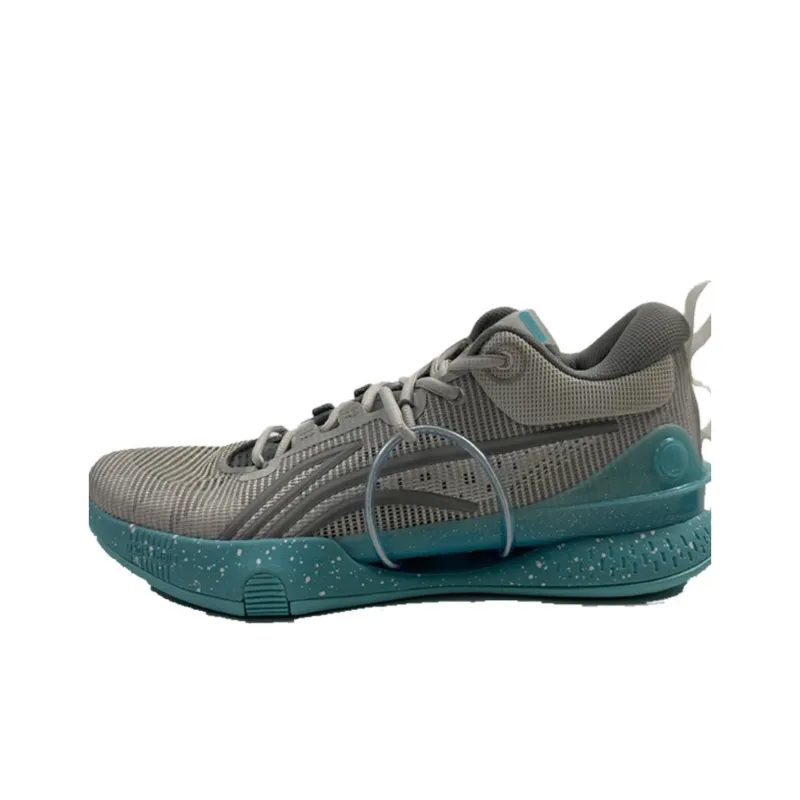 LiNing Slip Resistant Breathable Low Top Basketball Shoes Unisex Gray Green-0