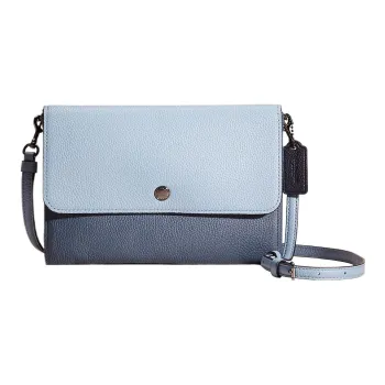 COACH Triple Polished Pebbled Leather Shoulder Bag Crossbody Bag Small Size Women's Slate Color Multicolor