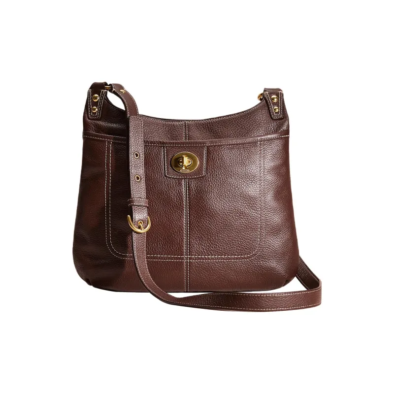 COACH Penelope Leather Messenger Bag Shoulder Bag Crossbody Bag Large Size Men's Coffee-0