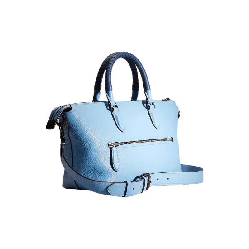 COACH Cara Soft Pebbled Leather Dumpling Bag, Shoulder Bag, Crossbody Bag, Handbag Large Size Women's Sky Blue-1