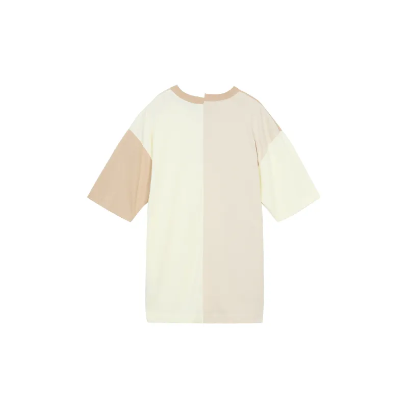 Nike Women'ss Colorblock Knit Cotton Crewneck T-Shirt Beige-1
