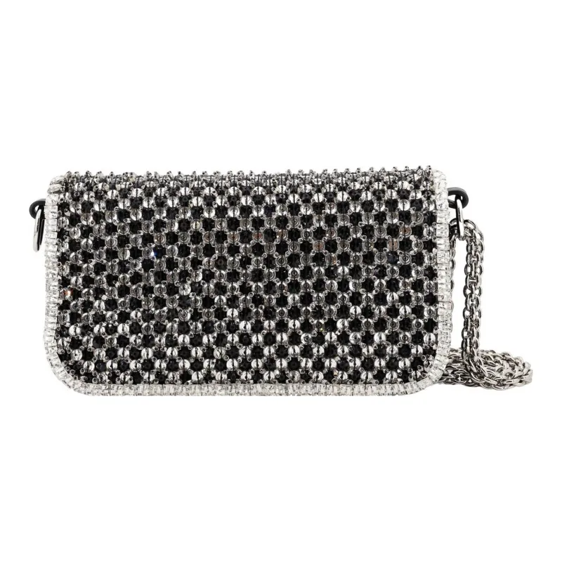 Valentino Locò Leather Shoulder Bag Women's Silver-2