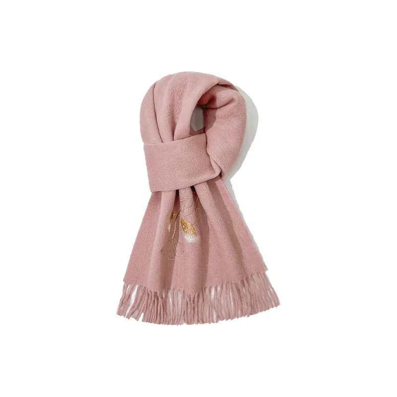 Shanghai Story 100% Sheep Wool Knit Scarves Women's Ginkgo Leaf-2