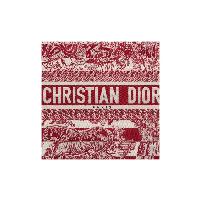 DIOR BookTote Stripes Jungle Collection Tote Bag Shopping Bag Handbag Medium Size Women's Burgundy-4