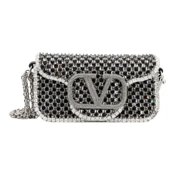 Valentino Locò Leather Shoulder Bag Women's Silver