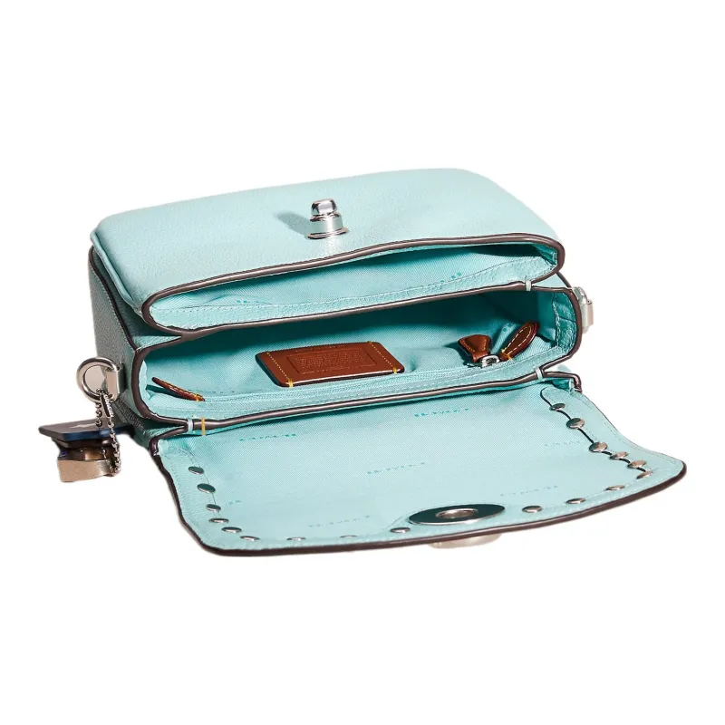 COACH Cassie Polished Pebbled Leather Small Square Bag Handbag Shoulder Bag Crossbody Bag Small Size Women's Light Blue-2