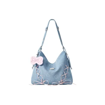 Sound For Life Fabric Commuter Bag Handbag Soft Bag Tote Shoulder Bag Women's Light Blue/navy
