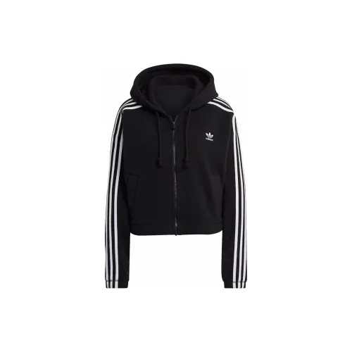 adidas Women's Fleece Hooded Zip-up Jacket Black