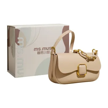 MISS MUSI Cow Leather Portable Shoulder Bag, Crossbody Bag Medium Size Women's White/Black/Blue/Cream Apricot