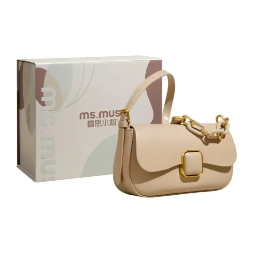 MISS MUSI Cow Leather Portable Shoulder Bag, Crossbody Bag Medium Size Women's White/Black/Blue/Cream Apricot