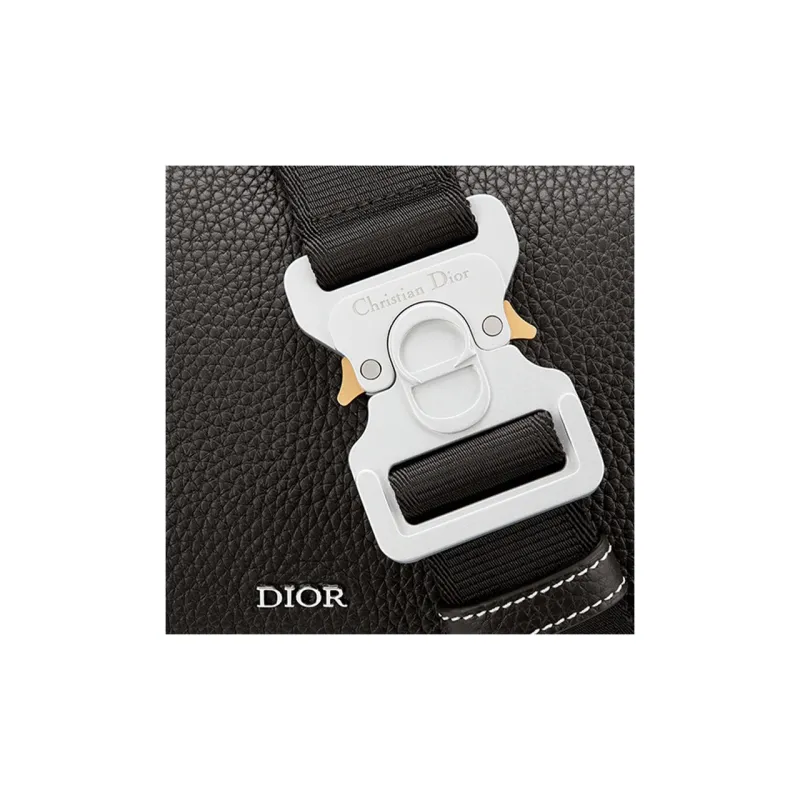 DIOR Grained Calfskin Saddle Bag Cylinder Bag Shoulder Bag Crossbody Bag Men's Black-4